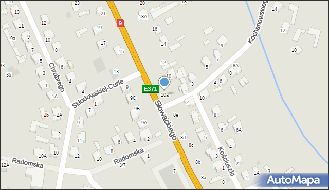 Skaryszew, Słowackiego Juliusza, 10a, mapa Skaryszew