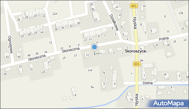 Skoroszyce, Słoneczna, 9, mapa Skoroszyce