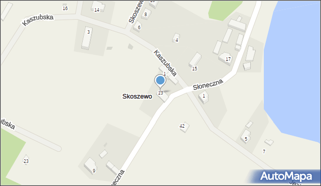 Skoszewo, Słoneczna, 13, mapa Skoszewo