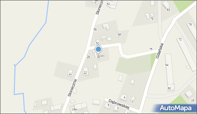 Skrzeszewo, Słoneczna, 32, mapa Skrzeszewo