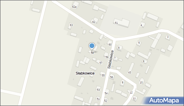 Słabkowice, Słabkowice, 58, mapa Słabkowice