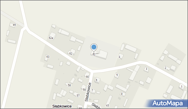 Słabkowice, Słabkowice, 61, mapa Słabkowice