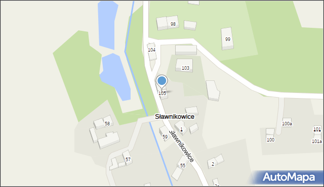 Sławnikowice, Sławnikowice, 105, mapa Sławnikowice