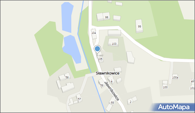 Sławnikowice, Sławnikowice, 105A, mapa Sławnikowice