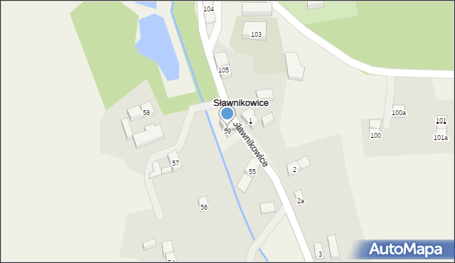 Sławnikowice, Sławnikowice, 59, mapa Sławnikowice