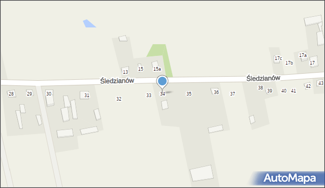Śledzianów, Śledzianów, 34, mapa Śledzianów