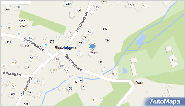 Śledziejowice, Śledziejowice, 264, mapa Śledziejowice