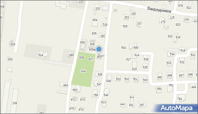 Śledziejowice, Śledziejowice, 402, mapa Śledziejowice