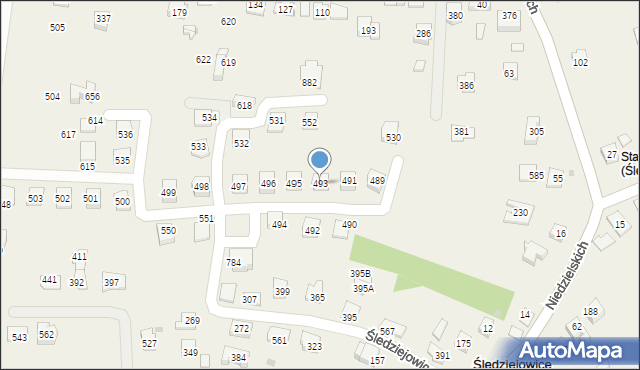 Śledziejowice, Śledziejowice, 493, mapa Śledziejowice