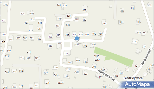 Śledziejowice, Śledziejowice, 494, mapa Śledziejowice