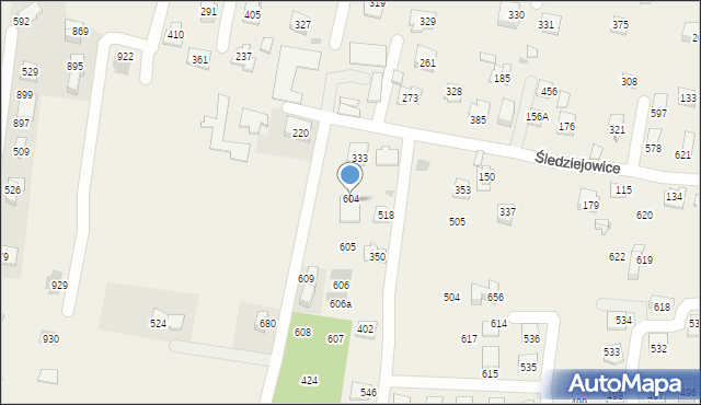 Śledziejowice, Śledziejowice, 604, mapa Śledziejowice