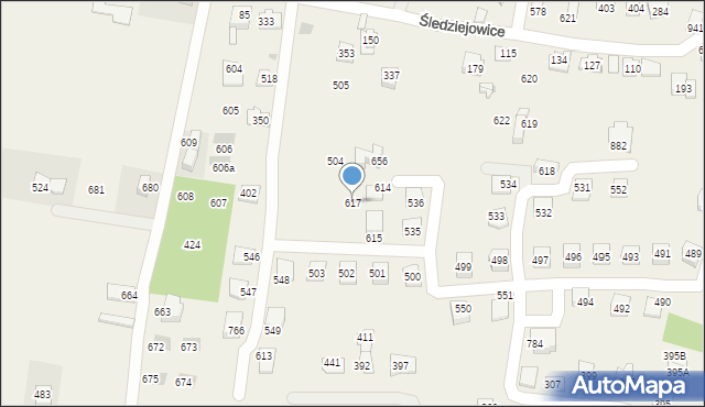Śledziejowice, Śledziejowice, 617, mapa Śledziejowice