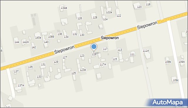 Ślepowron, Ślepowron, 119, mapa Ślepowron
