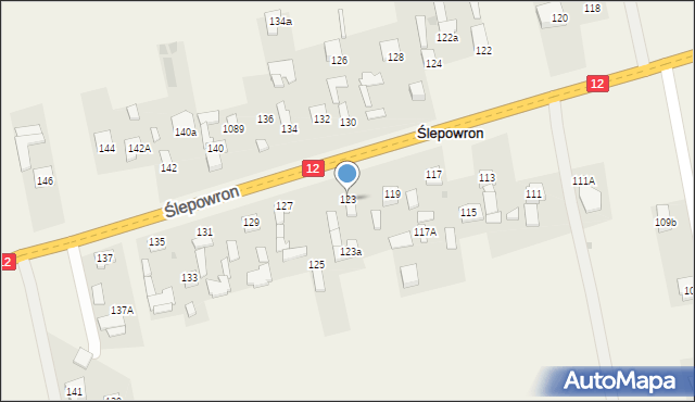 Ślepowron, Ślepowron, 123, mapa Ślepowron