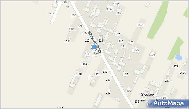 Słodków Drugi, Słodków Drugi, 118, mapa Słodków Drugi