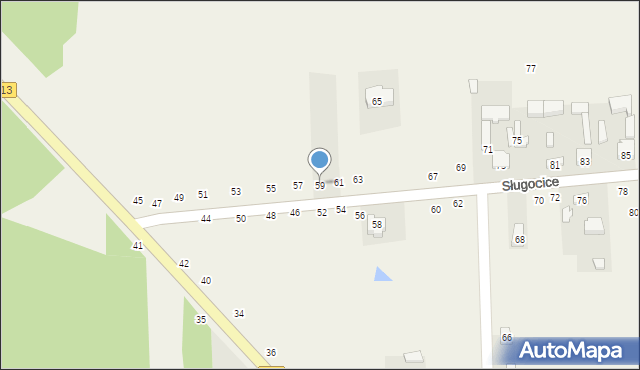 Sługocice, Sługocice, 59, mapa Sługocice