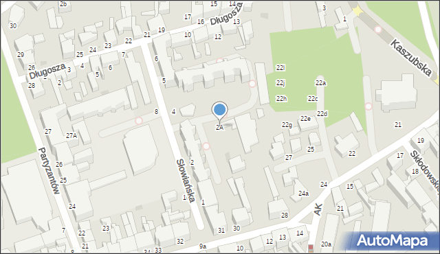 Słupsk, Słowiańska, 2A, mapa Słupska