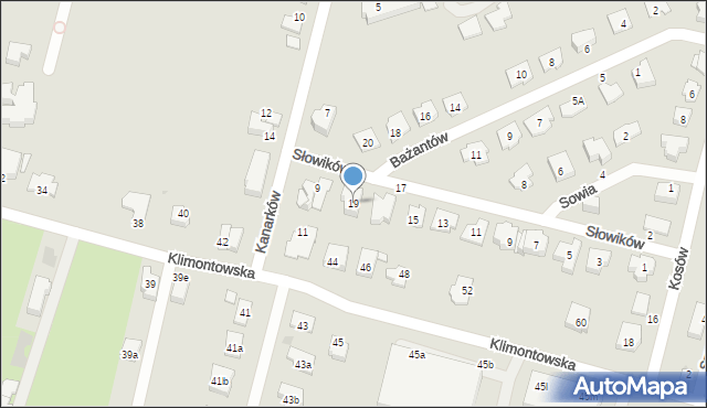 Sosnowiec, Słowików, 19, mapa Sosnowca