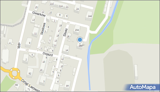 Sosnowiec, Śliwki, 16A, mapa Sosnowca