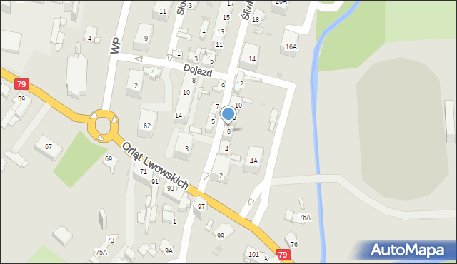 Sosnowiec, Śliwki, 6, mapa Sosnowca