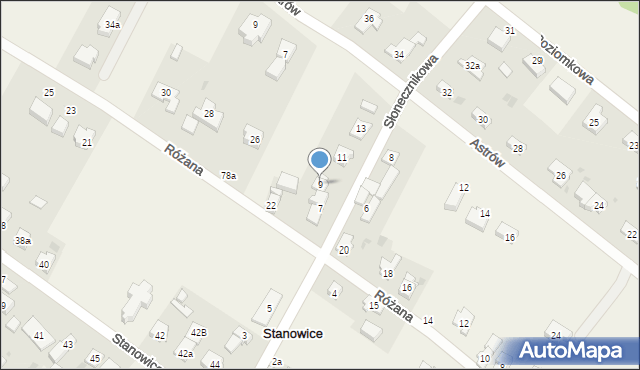 Stanowice, Słonecznikowa, 9, mapa Stanowice