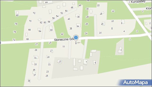 Strachów, Słoneczne Górki, 9, mapa Strachów