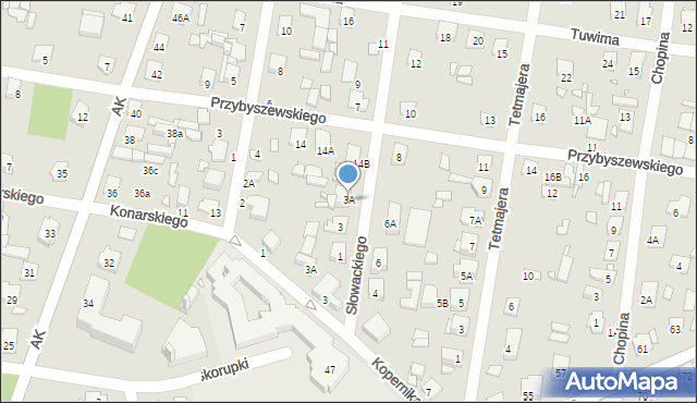 Sulejówek, Słowackiego Juliusza, 3A, mapa Sulejówek