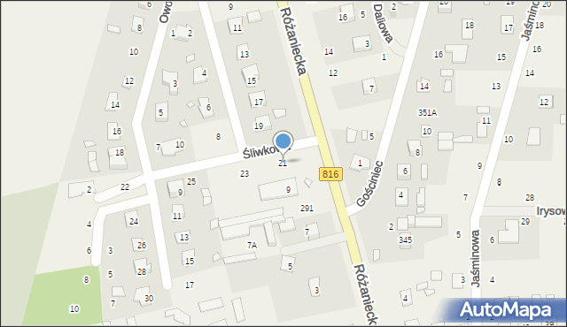 Suszno, Śliwkowa, 21, mapa Suszno