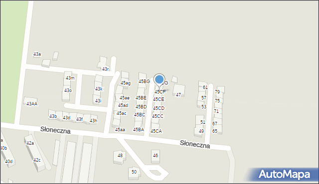 Świebodzin, Słoneczna, 45CF, mapa Świebodzin
