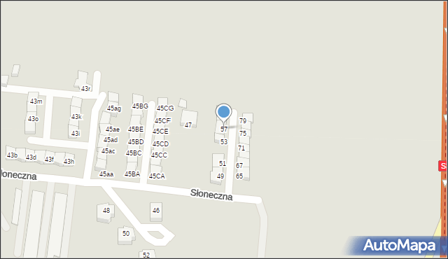 Świebodzin, Słoneczna, 57, mapa Świebodzin