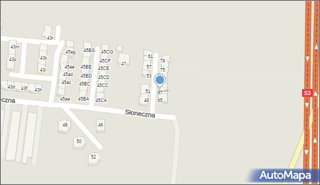 Świebodzin, Słoneczna, 67, mapa Świebodzin