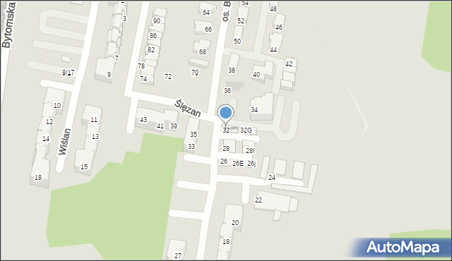 Świętochłowice, Ślęzan, 32, mapa Świętochłowice