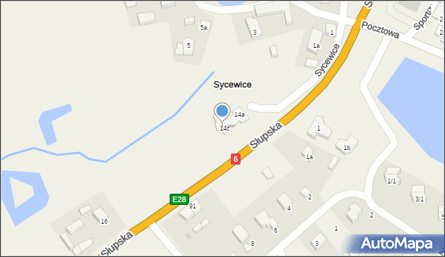 Sycewice, Słupska, 14a, mapa Sycewice