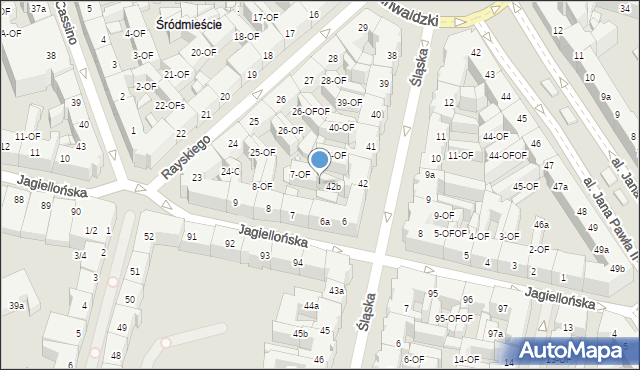 Szczecin, Śląska, 42-OF, mapa Szczecina