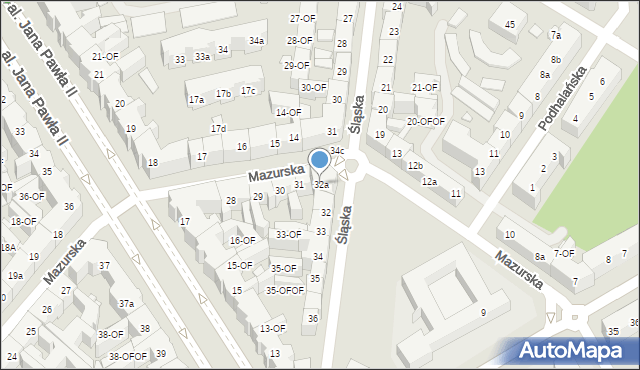 Szczecin, Śląska, 32a, mapa Szczecina