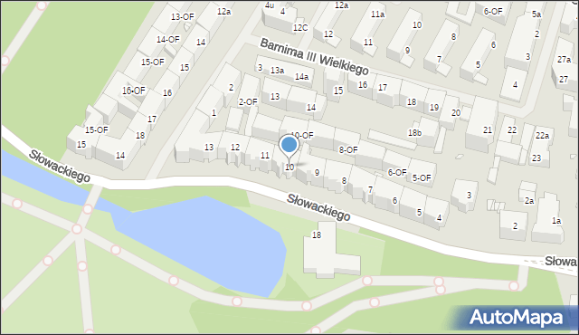 Szczecin, Słowackiego Juliusza, 10, mapa Szczecina