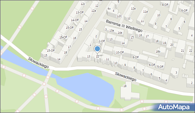 Szczecin, Słowackiego Juliusza, 12, mapa Szczecina