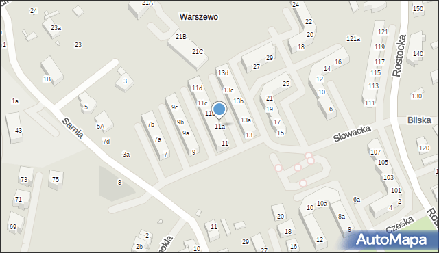 Szczecin, Słowacka, 11a, mapa Szczecina