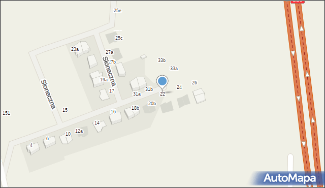 Szczęsne, Słoneczna, 22, mapa Szczęsne