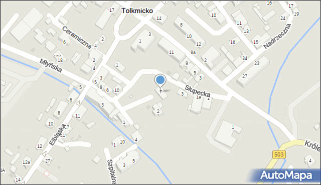 Tolkmicko, Słupecka, 7, mapa Tolkmicko