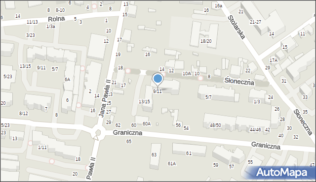 Tomaszów Mazowiecki, Słoneczna, 9/11, mapa Tomaszów Mazowiecki