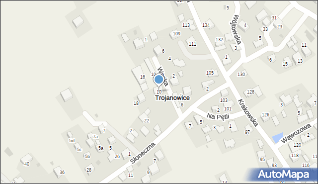 Trojanowice, Słoneczna, 10, mapa Trojanowice