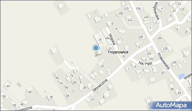 Trojanowice, Słoneczna, 18, mapa Trojanowice