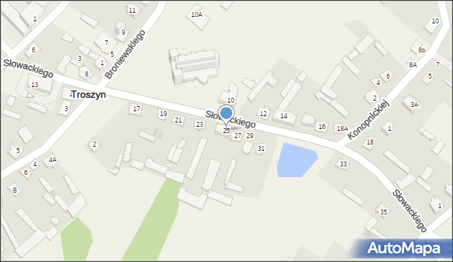 Troszyn, Słowackiego Juliusza, 25, mapa Troszyn