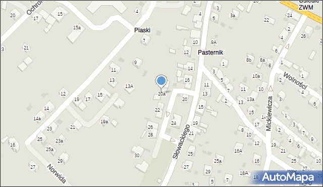 Trzebinia, Słowackiego Juliusza, 20a, mapa Trzebinia