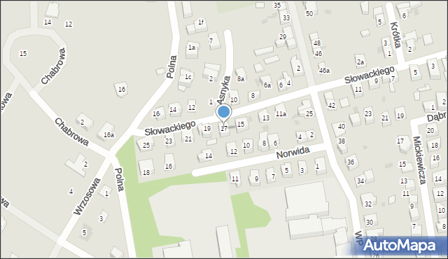 Trzebnica, Słowackiego Juliusza, 17, mapa Trzebnica