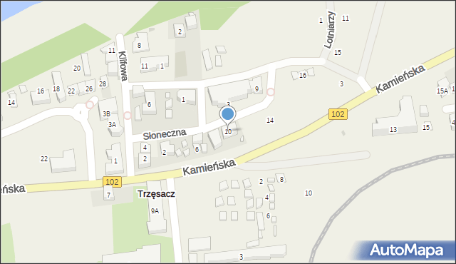 Trzęsacz, Słoneczna, 10, mapa Trzęsacz