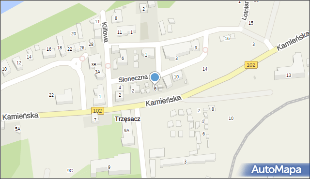 Trzęsacz, Słoneczna, 6, mapa Trzęsacz