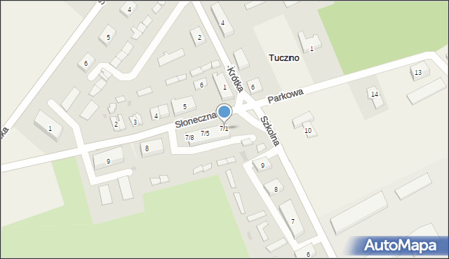 Tuczno, Słoneczna, 7/1, mapa Tuczno