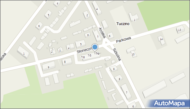 Tuczno, Słoneczna, 7/2, mapa Tuczno